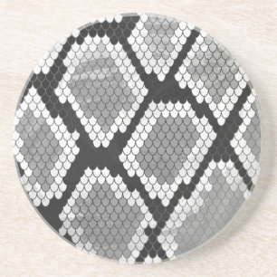 Dessous De Verre En Grès Gris de serpent, blanc et noir
