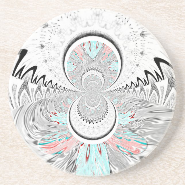 Dessous De Verre En Grès Gris Kaleidoscope Art (Devant)