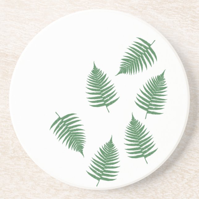 Dessous de verre en grès gris Lucky Fern vert (Devant)