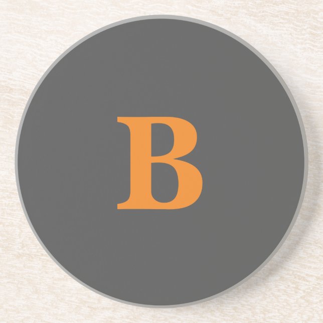 Dessous De Verre En Grès Gris orange moderne monogrammed professionnel (Devant)