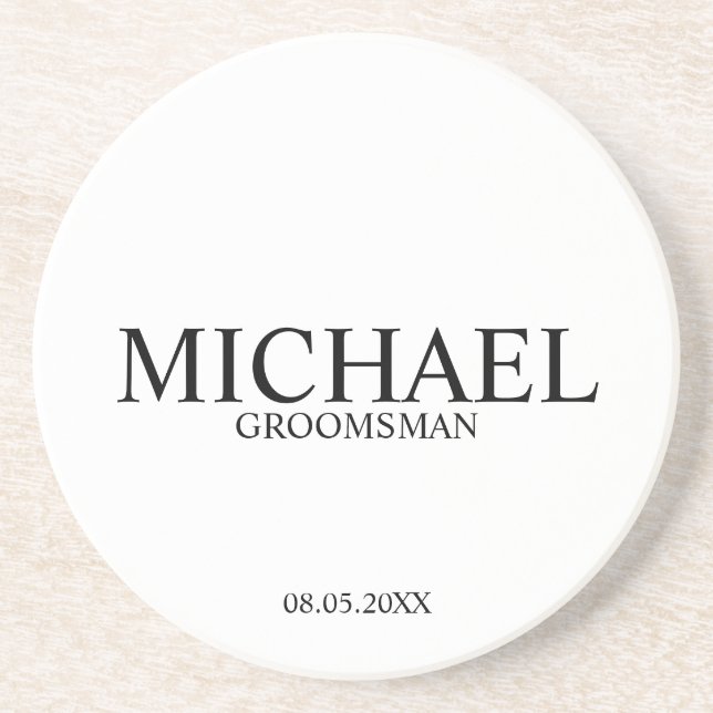 Dessous De Verre En Grès Groomsmen Personnalisé Classique (Devant)