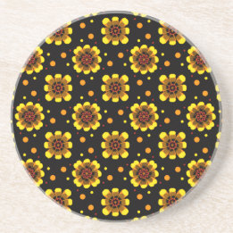Dessous De Verre En Grès Groovy 70s Daisy Flower Power Pattern