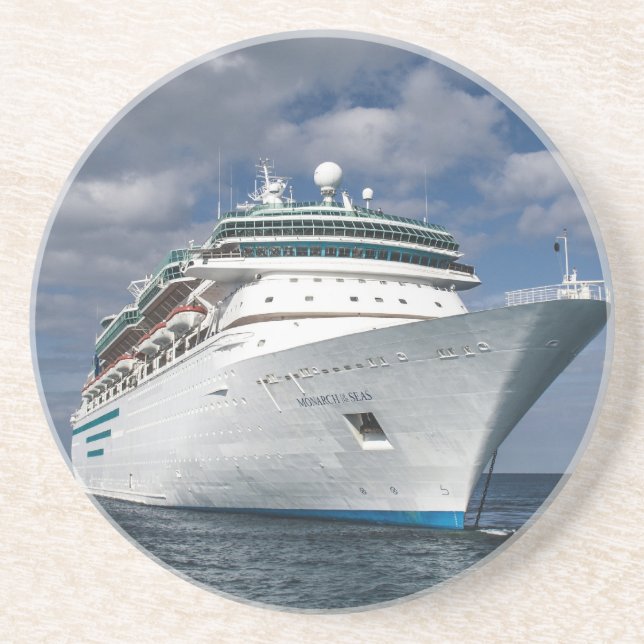 Dessous De Verre En Grès Gros bateau de croisière blanc (Devant)