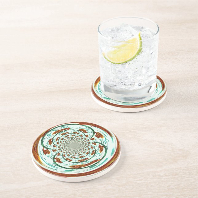 Dessous De Verre En Grès Gros chat Kaleidescope Lions Motifs (Côté)