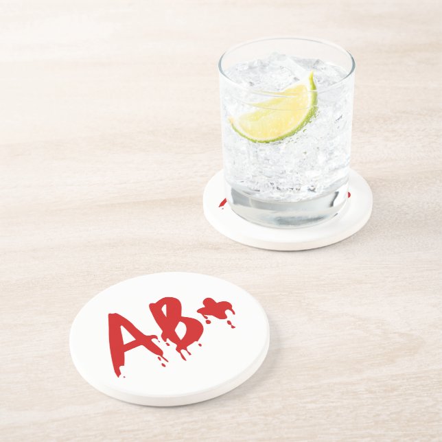 Dessous De Verre En Grès Groupe sanguin AB+ Hôpital d'horreur positif (Côté)