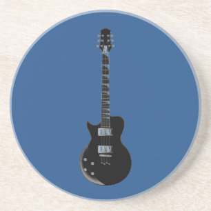 Dessous De Verre En Grès Guitare électrique Bleu Black Pop Art