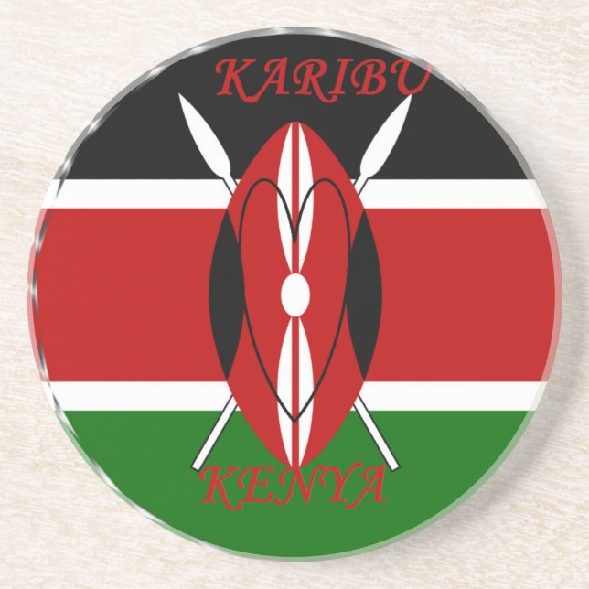 Dessous De Verre En Grès Hakuna matata Karaibu Kenya (Devant)
