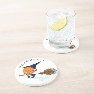 Dessous De Verre En Grès Happy Halloween sorcière Citrouille Volant Chambr