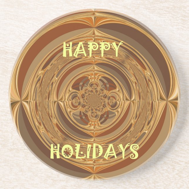 Dessous De Verre En Grès Happy Holidays Circle Art Print/Design (Devant)