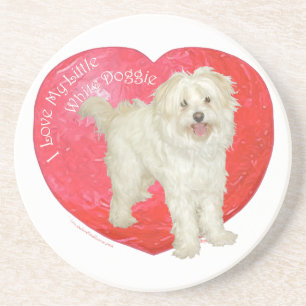 Dessous De Verre En Grès Havanese / Westie Mix Saint-Valentin