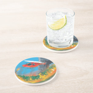 Dessous De Verre En Grès Hélicoptère de sauvetage