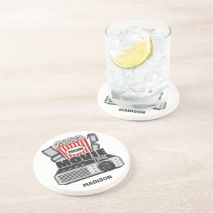 Dessous De Verre En Grès Heure du film de nom personnalisé