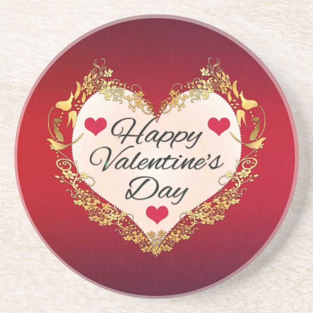 DESSOUS DE VERRE EN GRÈS HEUREUSE SAINTE-VALENTIN ! (Devant)