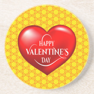 Dessous De Verre En Grès Heureuse Sainte-Valentin avec forme cardiaque-4987