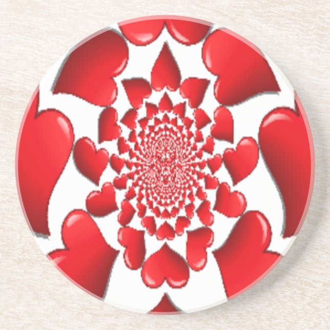 Dessous De Verre En Grès Heureux Saint Valentin Big Red Hearts (Devant)