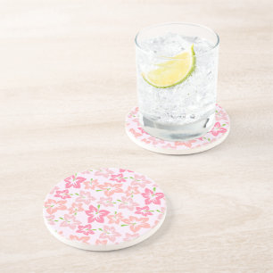 Dessous De Verre En Grès Hibiscus Rose, Fleurs Roses, Motif De Fleurs