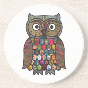 Dessous De Verre En Grès Hibou de patchwork