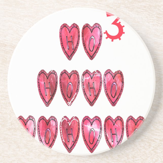 Dessous De Verre En Grès Ho Ho Ho Collection Coeurs. (Devant)