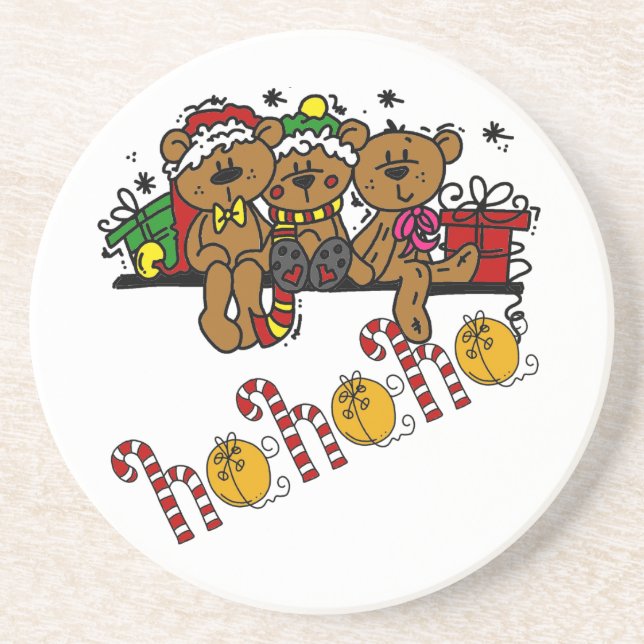 Dessous De Verre En Grès Ho Ho Ho Nounours (Devant)