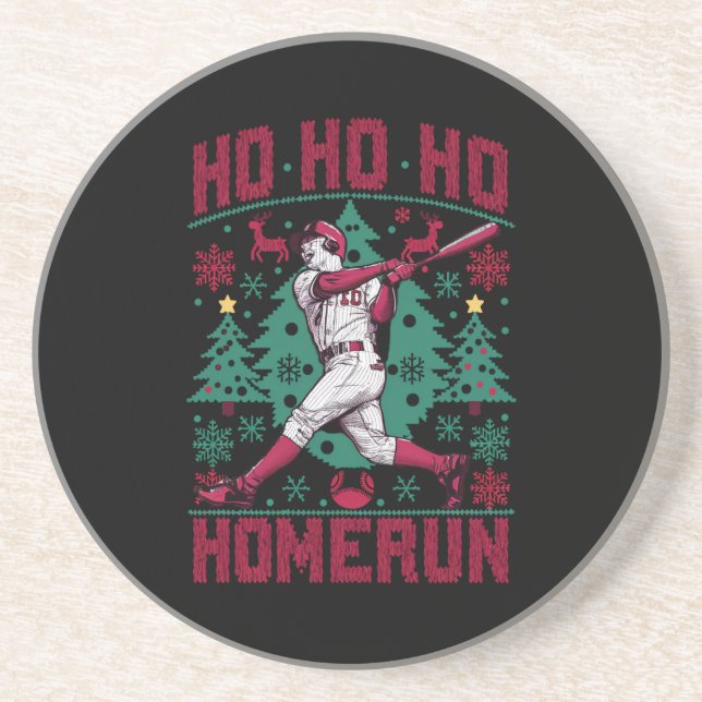 Dessous De Verre En Grès Ho Ho Homerun Baseball Laid Christmas Sweat (Devant)