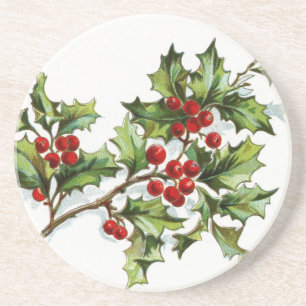 Dessous De Verre En Grès Holly Berries 001