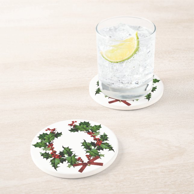 Dessous De Verre En Grès Holly Wreath (Côté)