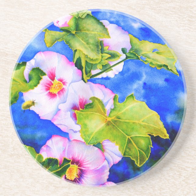 Dessous De Verre En Grès Hollyhocks (Devant)