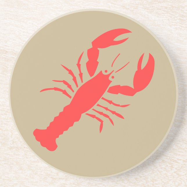 Dessous De Verre En Grès homard rouge sur kaki (Devant)