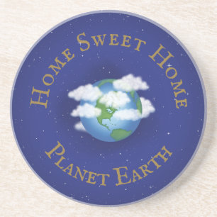 Dessous De Verre En Grès "Home Sweet Home Planet Earth" Astronomie lunaire