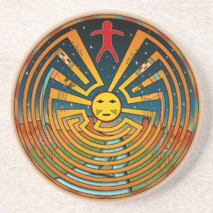 Dessous De Verre En Grès Homme dans le labyrinthe