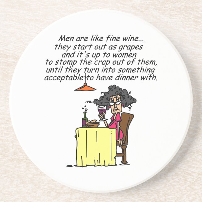 Dessous De Verre En Grès Hommes et FIne Humour de vin (Devant)
