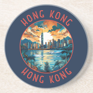 Dessous De Verre En Grès Hong Kong Chine - Cercle en détresse rétrograde