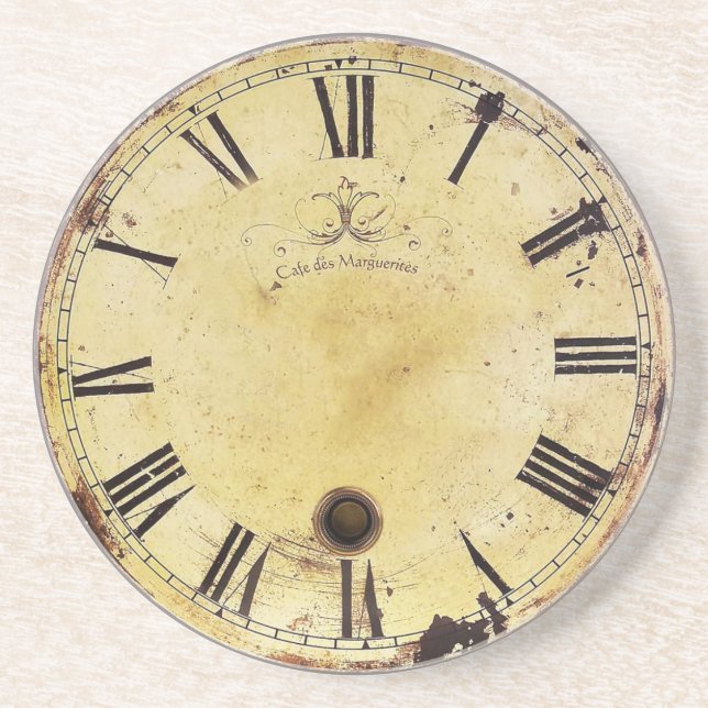 Dessous De Verre En Grès Horloge murale chic minable vintage (Devant)