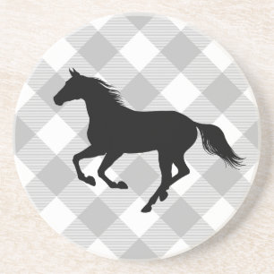 Dessous De Verre En Grès Horse Lover Buffalo Plaid Farmhouse