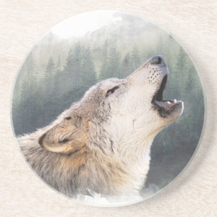 Dessous De Verre En Grès Howling loup