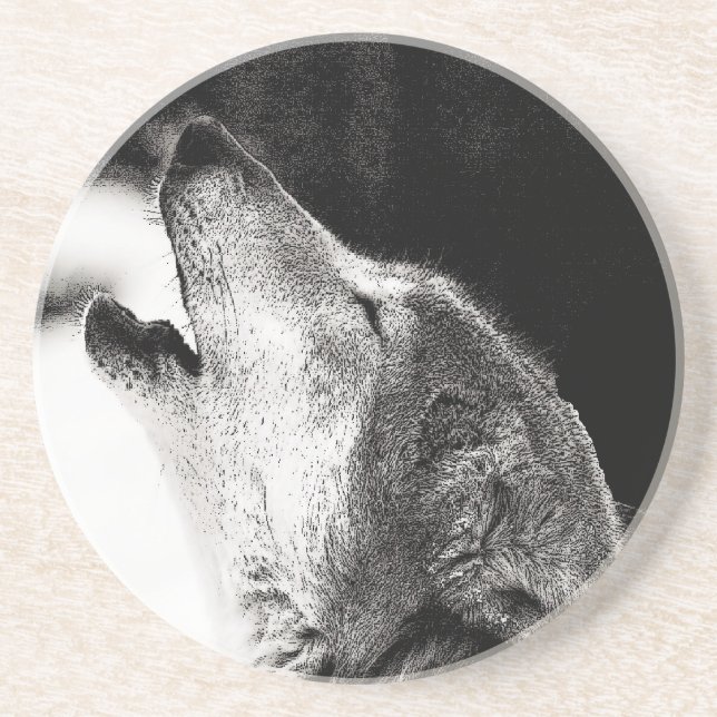 Dessous De Verre En Grès Howling Wolf (Devant)