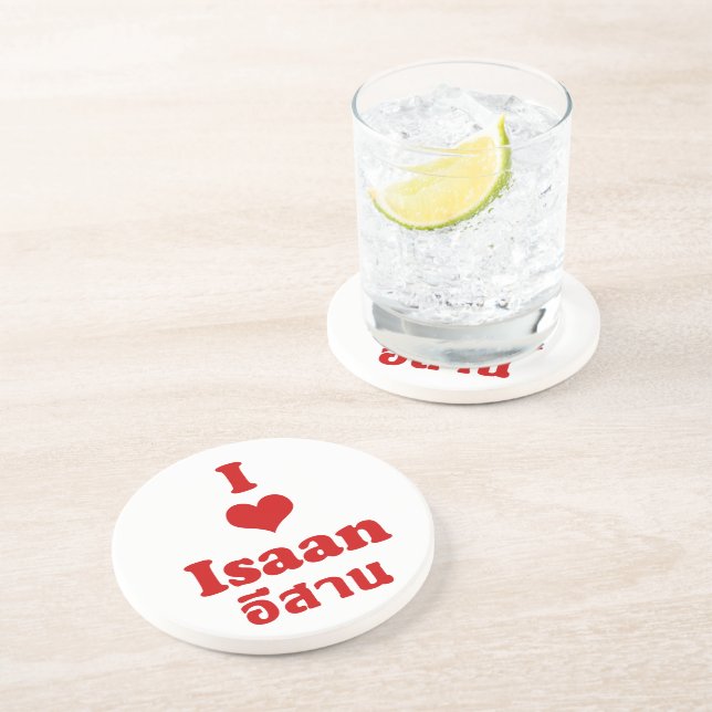 Dessous De Verre En Grès I Love (Coeur) Isaan (Côté)