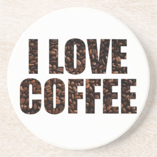 Dessous De Verre En Grès I Love Coffee in Roasted Coffee Beans Police