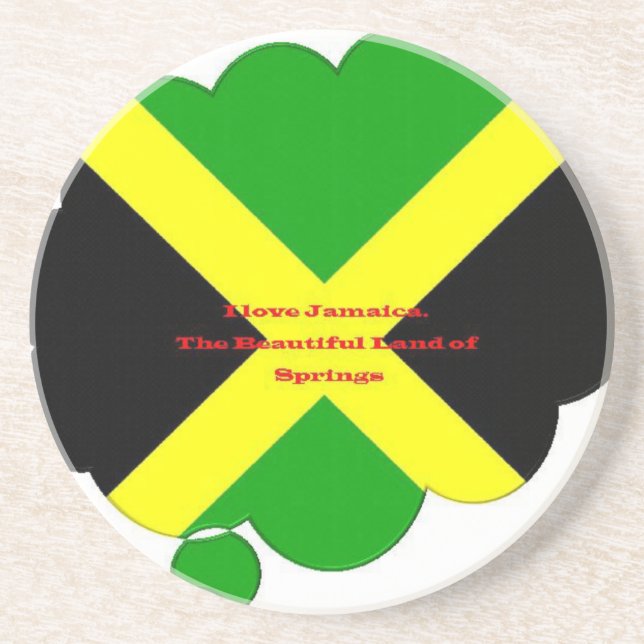 Dessous De Verre En Grès I Love Jamaica Text on Flag Art Print (Devant)