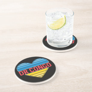 Dessous De Verre En Grès I Love RD Congo, Congo-Kinshasa Coeur