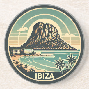 Dessous De Verre En Grès Ibiza Espagne Rocher d'Es Vedra Travel Art Badge