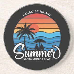 Dessous De Verre En Grès Île Paradis Plage Santa Monica-35307