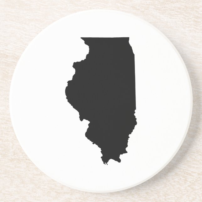 Dessous De Verre En Grès Illinois en noir et blanc (Devant)