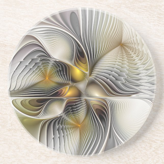 Dessous De Verre En Grès Illusion Optique Abstrait 3D Fractal Avec Profonde (Devant)