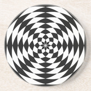 Dessous De Verre En Grès Illusion optique du Motif graphique noir et blanc