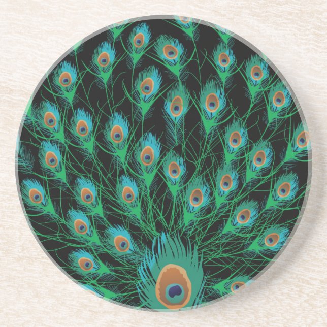 Dessous De Verre En Grès Illustration avec des plumes de paquetage sur le n (Devant)