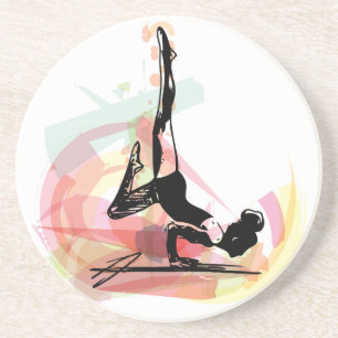 Dessous De Verre En Grès Illustration de femme de croquis de yoga