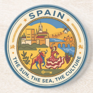 Dessous De Verre En Grès Illustration de l'Espagne Badge de voyage Art