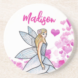 Dessous De Verre En Grès Illustration de mode Princesse Fée Cœurs Roses Gl