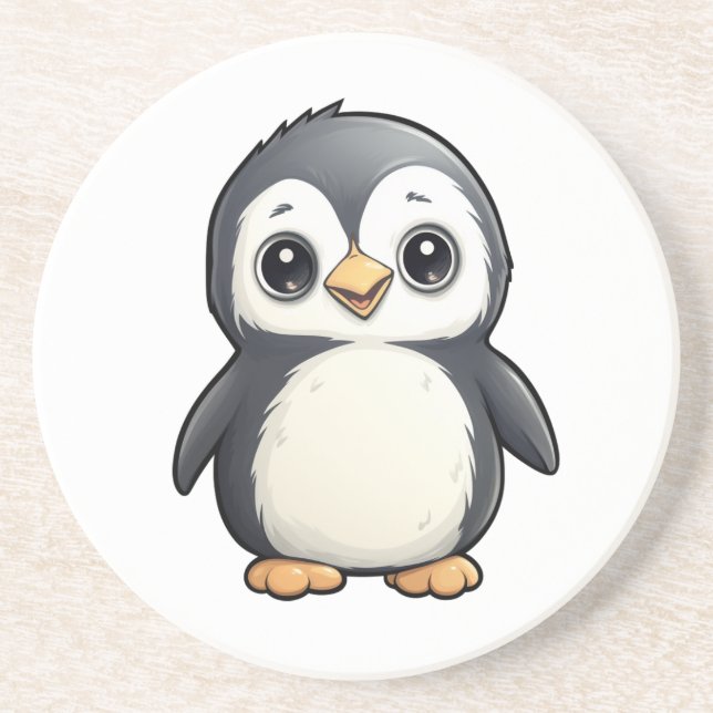 Dessous De Verre En Grès Illustration de pingouin de dessin (Devant)